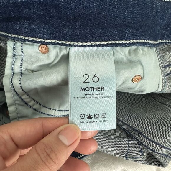 MOTHER Jeans The Pony Boy Ankle Fray Jeans Lure me In  Wash Raw Hem Women Sz  28 - Picture 11 of 14